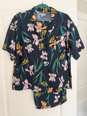 P.J. Salvage Navy Floral Sleep Set with Yellow Blooms